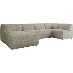 WOHNLANDSCHAFT MODARO U 5M - Beige Struktur - Links