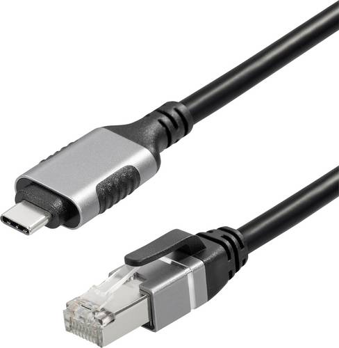 Maxtrack USB-C / RJ45 Netzwerk Adapterkabel CAT 6 [1x USB-C Stecker - 1x RJ45-Stecker] 2.00m Schwarz