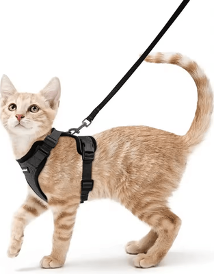 Inspire Curations ATUBAN EscapeGuard Reflective Cat Harness & Leash Set black s