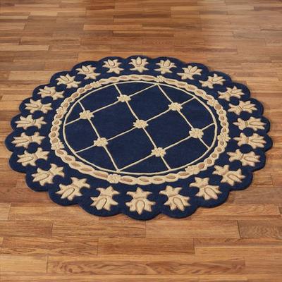 Feizy Import Regal Empire II Round Rug Navy with Gold 5' Round, 5' Round, Navy with Gold