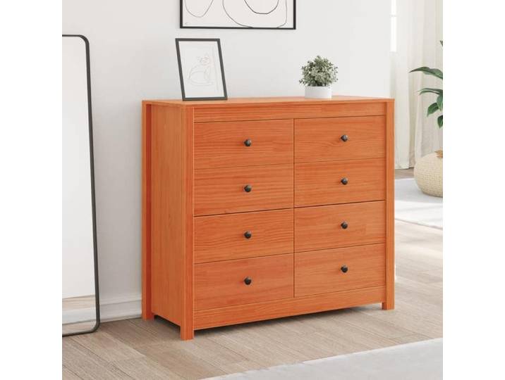 (15332)Moderne Cabinet latérale pour salon/bureau cire marron 100x40x90 cm bois de pin massif poid:31.5 kg