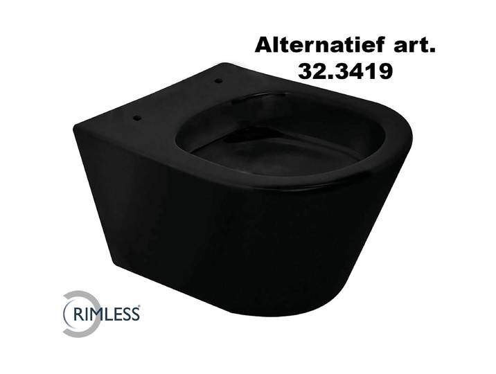 Wiesbaden Vesta Junior Wandcloset Rimless Verkort - Mat Zwart