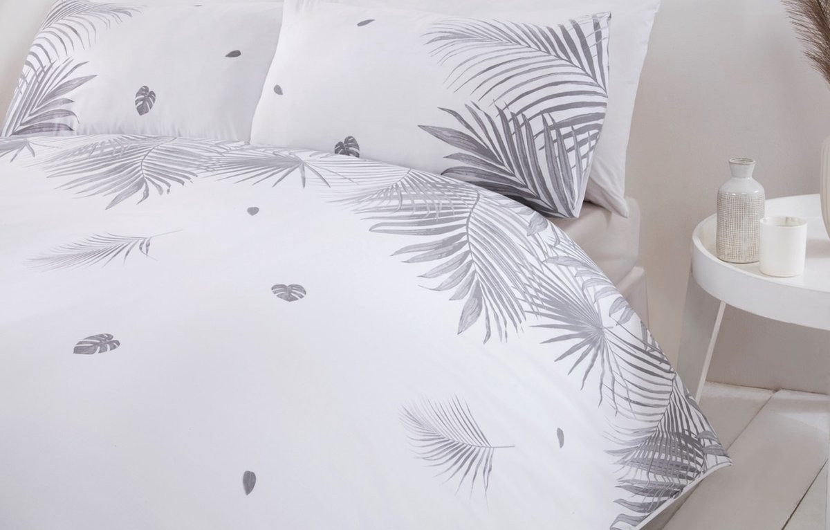 Purest Home Dekbedovertrek Tropics grijs Lits-Jumeaux