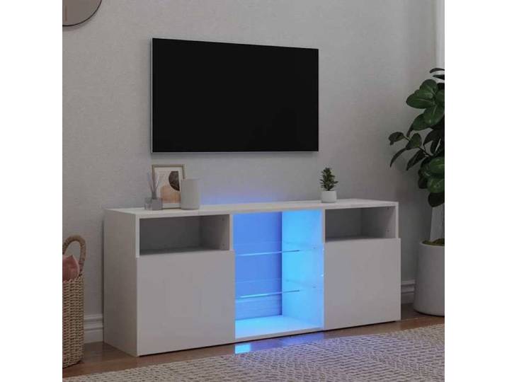 Maison Soldes Meuble TV - Armoire de Télévision - console de jeu - éclairage LED inclus - blanc 120x30x50cm Moderne691794