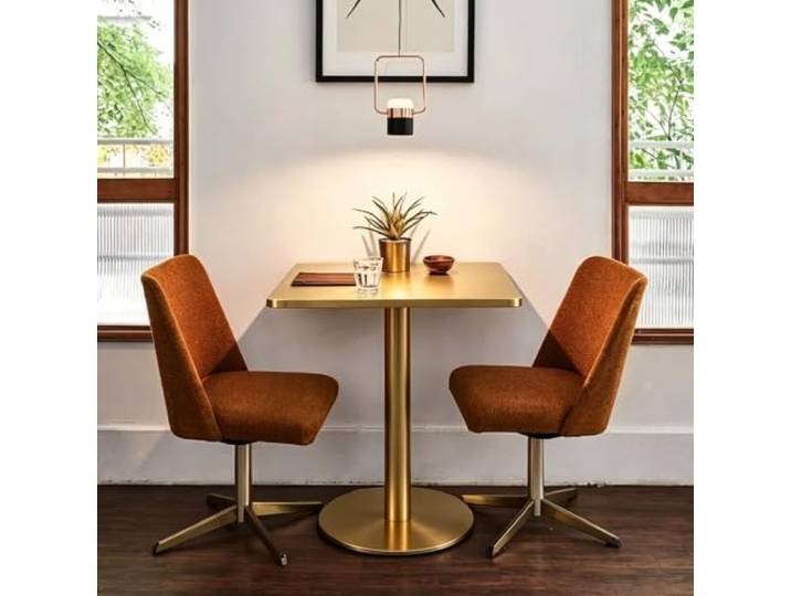 Robuster, Quadratischer Bartisch Aus Eisen Und Gold, Einzelsäulen-Restauranttisch Mit Runder, Stabiler Basis, Wasserdichte Beistelltische Mit Metallplatte Für Das Essen Im Bistro-Café(48x48x72cm)
