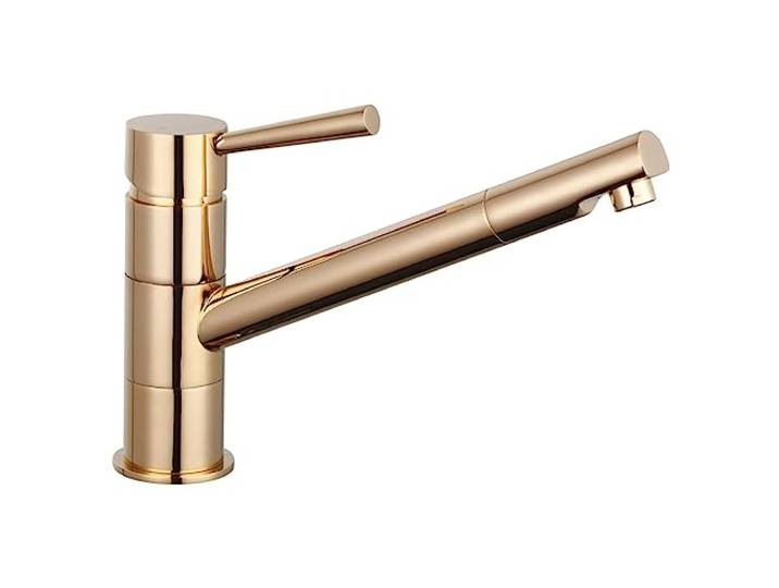 SCHÜTTE 79145 CORNWALL Küchenarmatur, Mischbatterie mit Einhebelmischer Küche, Spültischarmatur Edelstahloptik, Armatur mit praktischer Kalt-Start-Funktion, Wasserhahn Küche 150 Grad schwenkbar