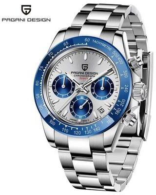 Uplifted Finds Pagani Design 40mm Quartz Watch Stainless Steel Sapphire steel Blue