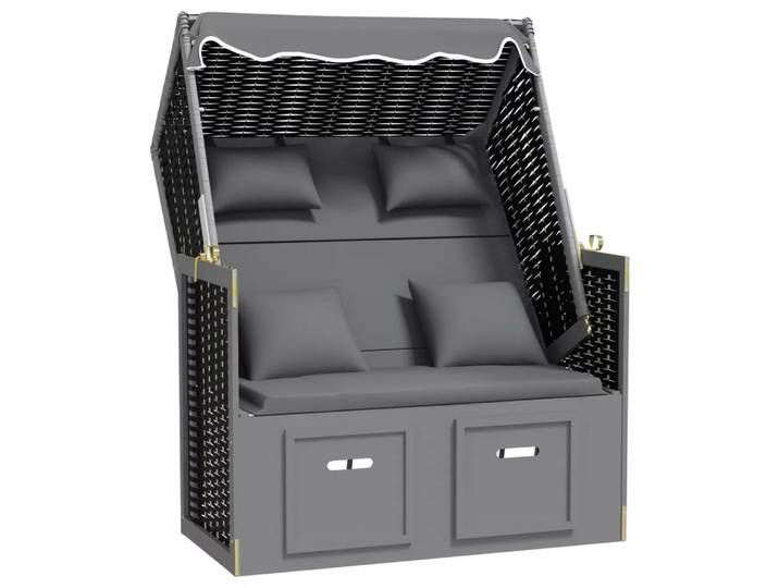 VidaXL - Strandkorb poly-rattan, One Size, Grau