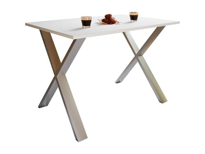 Mid.you Esstisch, Weiß, Metall, rechteckig, X-Form, 50x76x140 cm, Esszimmer, Tische, Esstische