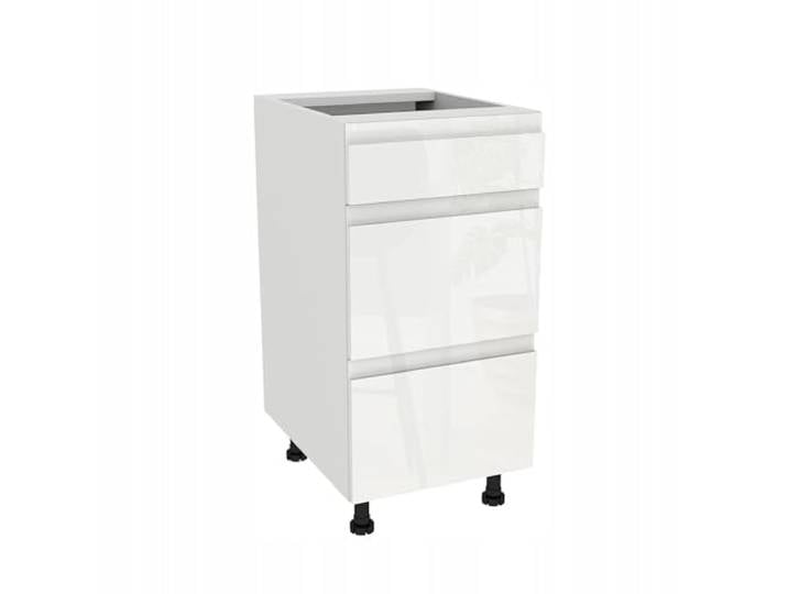 Laclar FREZO Küchen-Unterschrank mit Schubladen - Grifflos - Soft-Close - Hochglanz - Elegante & funktionale Lösung für Ihre Küche - 40x48,5x72 cm - Weiß, Front: Hochglanz Weiß grifflos