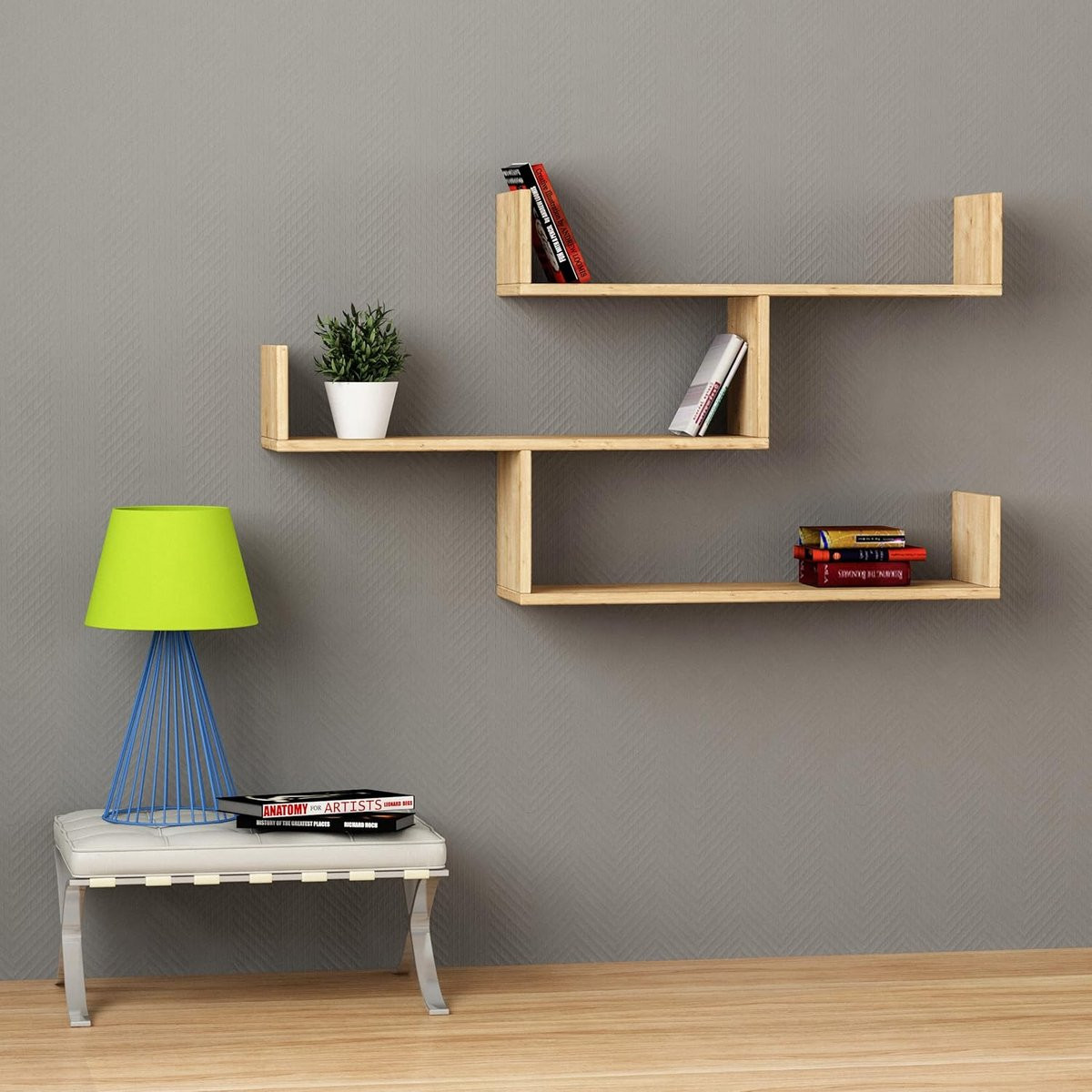 Houten Hoekwandplank voor Keuken, Badkamer of Woonkamer - Set van 3 stuks