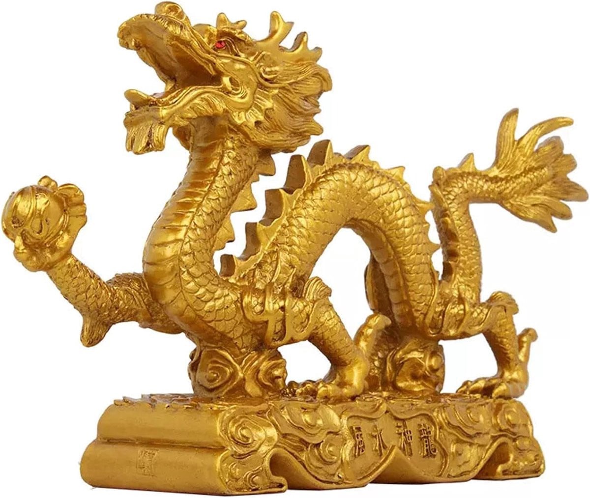 Gouden Draken Figuur voor Chinese Decoratie - Hoogte: 24 cm