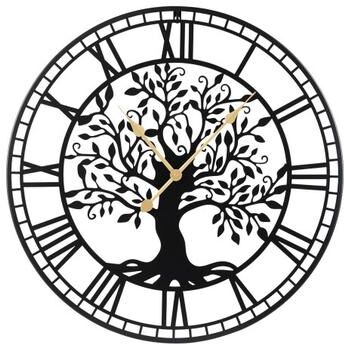 Costway Large Wall Clock 27 Inch Tree of Life Big Metal Wall Clock-Black