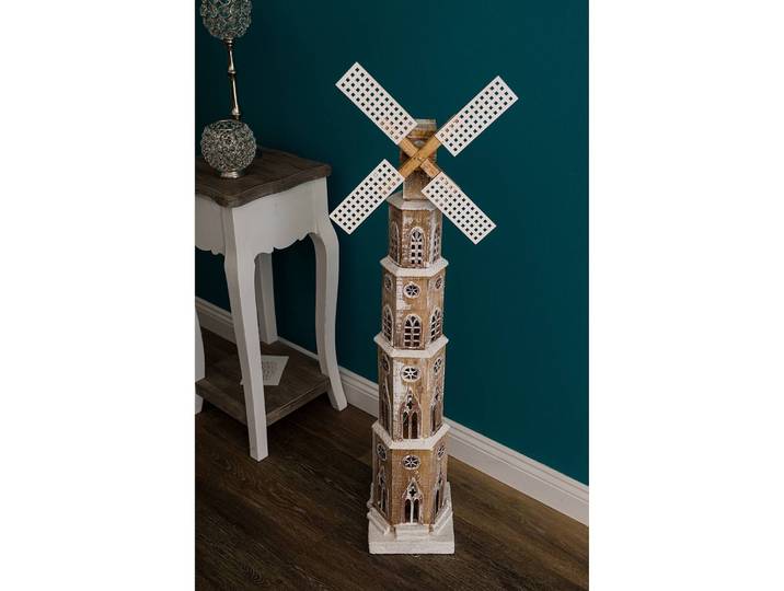 LED-Dekofigur Windmühle 20 x 110 x 20cm Beige