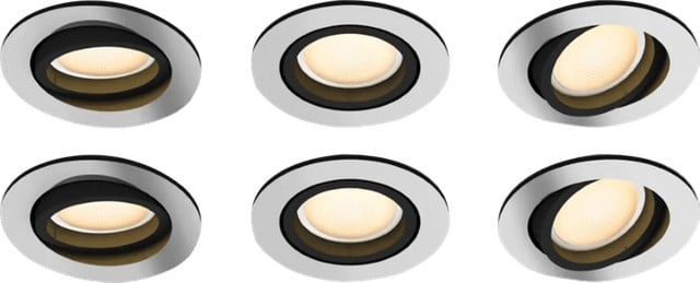 Philips Hue Milliskin White Ambiance LED inbouwspot - Rond - Aluminium - 6-pack