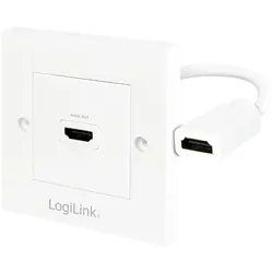 LogiLink HDMI Wanddose mit 1 fach mit HDMI Kabel 4K/30Hz weiß 0,18 m (1er Faltschachtel)