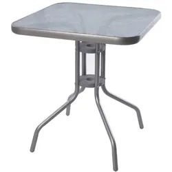 Lex Bistrotisch Balkontisch Gartentisch Terrassentisch Glastisch silber 60x60 cm : Silber
