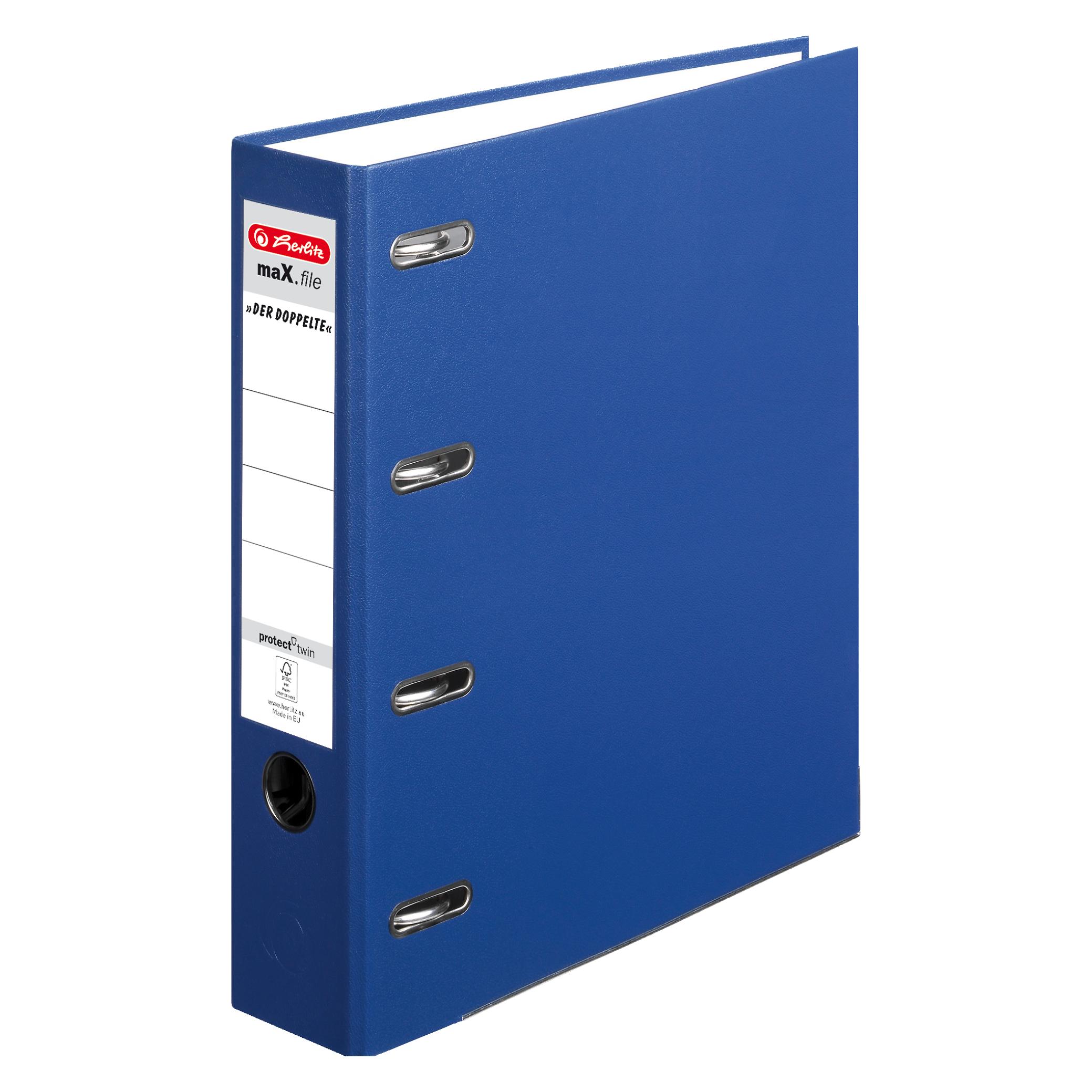 Herlitz PP-Doppelordner maX.file, Rückenbreite: 70 mm, blau zweifache DIN A5-quer-Ablage, PP-Kunststoffbezug (A4, 70 mm, 1 Stk.) (10842276)