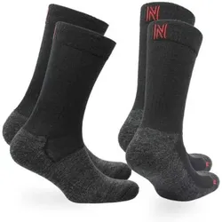 NORFOLK Wandersocken 60% Merinowolle, 2er, Anti-Blasen & Stoßdämpfung Trekkingsocken - Leonardo, Größe 43-46 in Schwarz Schwarz