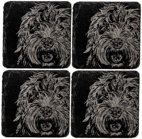 Selbrae House Just Slate Company Set of 4 Cockapoo Slate Coasters