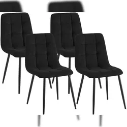 CLP 4er Set Esszimmerstühle Tilde Cord HBT: 84x45x55 cm schwarz Cord