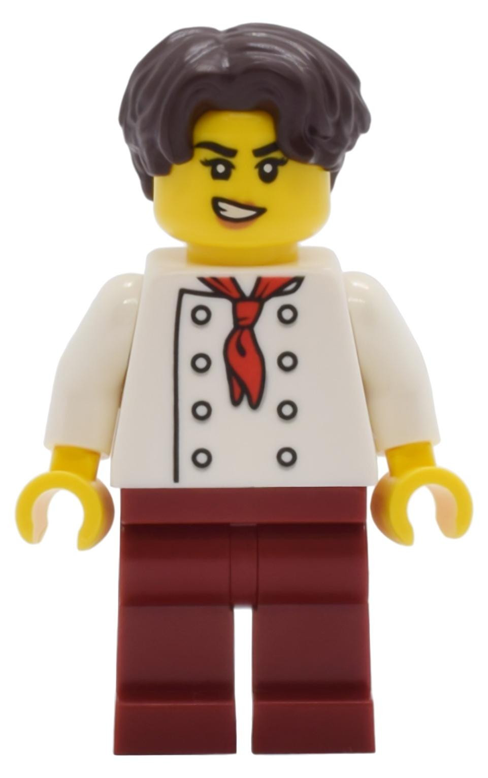 LEGO Minifiguur Kok uit de Tudorse periode, Wit torso met 8 knopen, Donkerrood (twn513)
