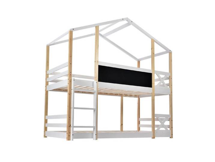 Odikalo Kinderbett Etagenbett Hochbett Baumhaus Rutsche Leiter Lattenrost 2*90x200cm Weiß