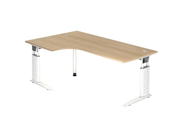 UNDA 82 W Schreibtisch 200 x 120 höhenverstellbar Eiche/Weiß