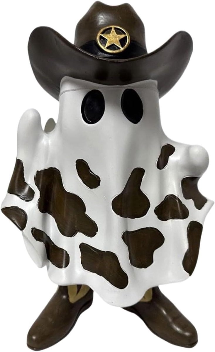 Halloween Cowboy Spook Beeld - Bruin Hars Figuur voor Tafeldecoratie