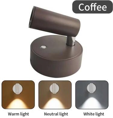 Uplifted Finds LED Magnetic USB Rechargeable Wall Spotlight Set 2pcs Wireless Reading Light coffee