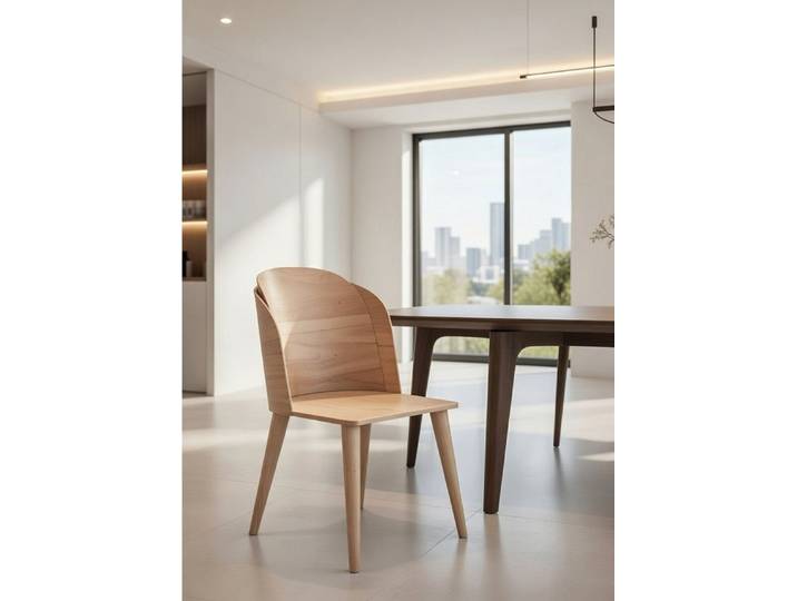 JVmoebel Esszimmerstuhl Stuhl aus Naturholz mit ergonomischer Rückenlehne und stabiler Basis