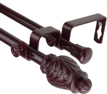 InStyleDesign Mahogany Petal Adjustable Double Curtain Rod