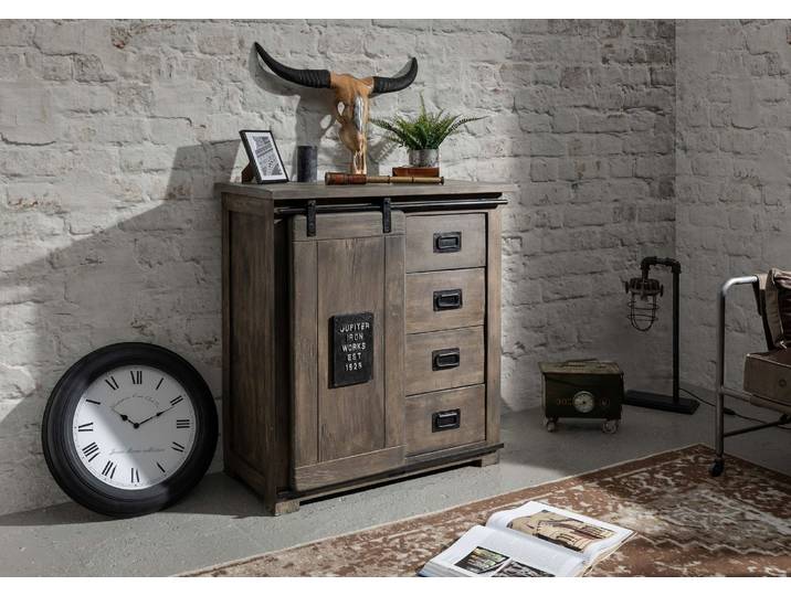 Commode 90x45 Manguier laqué Gris RAILWAY #203