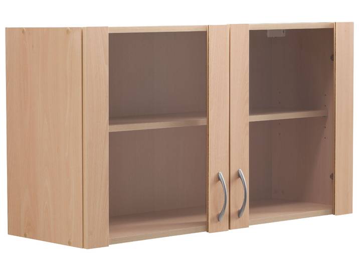 Glashängeschrank WIHO KÜCHEN Kiel , braun (buche dekor), B:100cm H:56,5cm T:35cm, Schränke, Glashängeschrank, Front mit Glaseinsatz