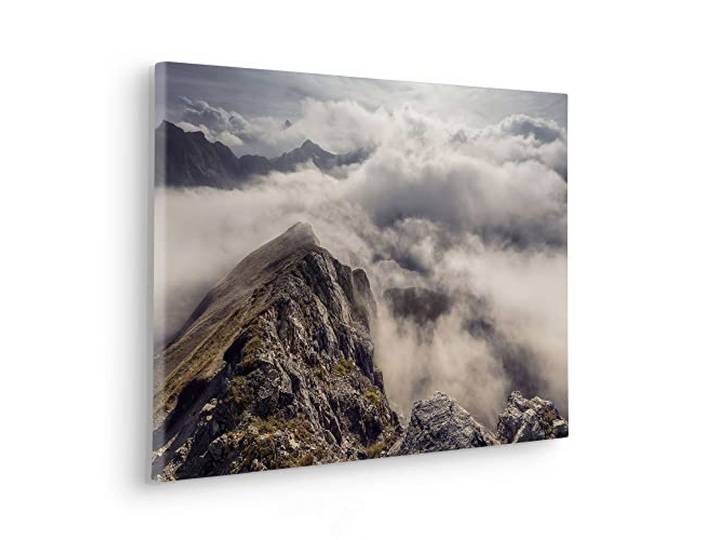 Komar Photo sur châssis en bois véritable - Sea of Fog - Dimensions : 60 x 40 cm - Impression sur toile - Paysage - Salon Chambre