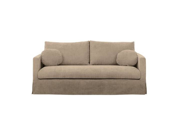 LEONIE - Canapé droit tissu chenille déhoussable 3 places Café