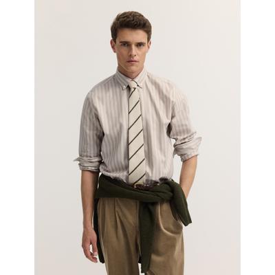 Langarmhemd BUGATTI "Modern Fit", Herren, Gr. 4XL, Normalgrößen, beige (40, beige), 100% Baumwolle, unifarben, normal, Hemden, Modern Fit Poplin Button-Down-Kragen