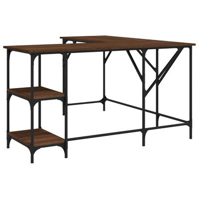 Helloshop26 - Schreibtisch Tisch Arbeitsplatz Computermöbel Arbeitszimmermöbel Eiche 139 x 139 x 75 cm Holzwerkstoff braun 02_0023610
