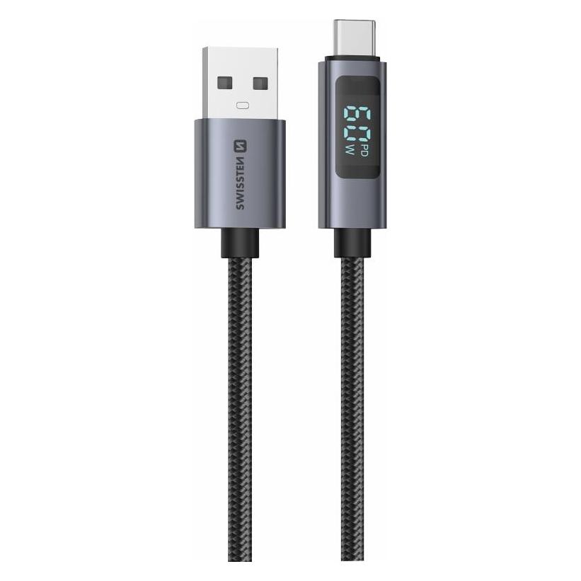 Swissten LCD Cable USB-A / USB-C 1M (1 m, USB 3.2 Gen 1, 60 W) (71551073)