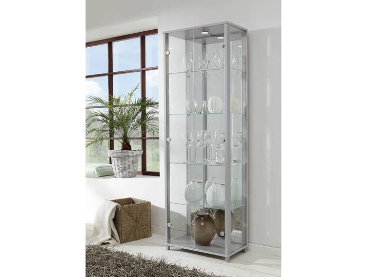 Vitrinenschrank Exhibit II 58 x 172 x 33cm Grau/Silber