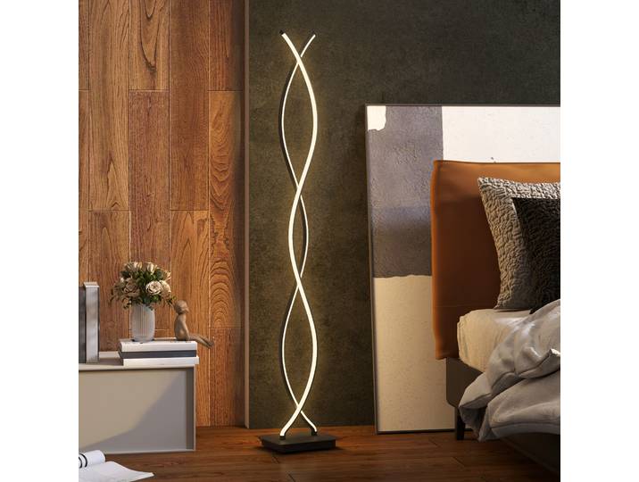 HOMCOM Lampadaire Salon Noir 3 Niveaux Luminosité Réglables