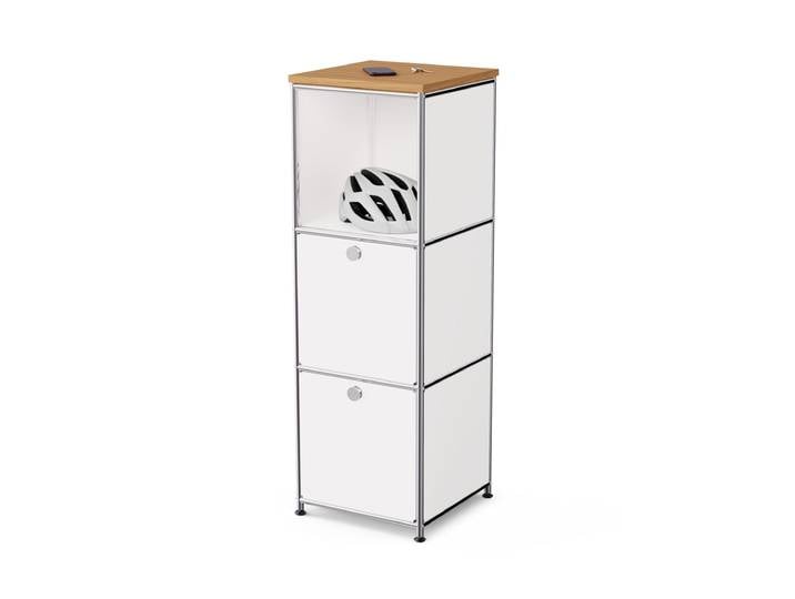 Tchibo - Schmale Kommode Metall »Cn3« mit Holzplatte und 2 Klappenfächern - 40,5x40,5x121,5cm - chrom -