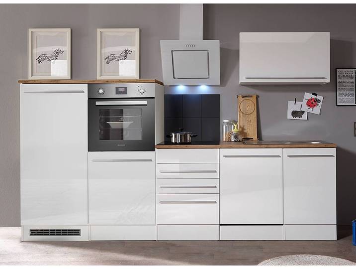Cuisine 290cm Blanc/Blanc brillant Avec électroménager
