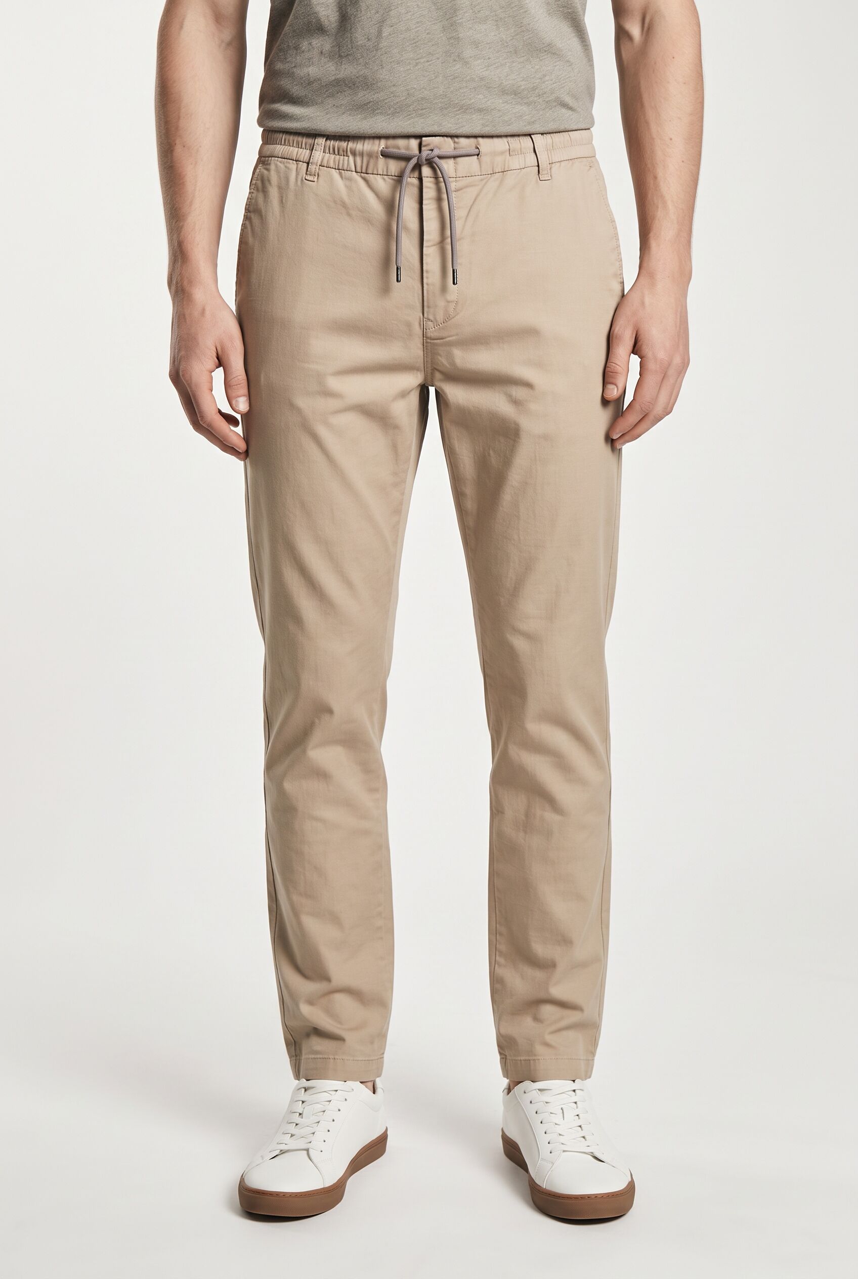 Chinohose PIERRE CARDIN "PC-Chambery", Herren, Gr. 38, Länge 34, beige (twill), Web, Obermaterial: 98% Baumwolle, 2% Elasthan, normal lang, Hosen Chinohose, Tunnelzug zur Weitenregulierung twill 38, Länge 34
