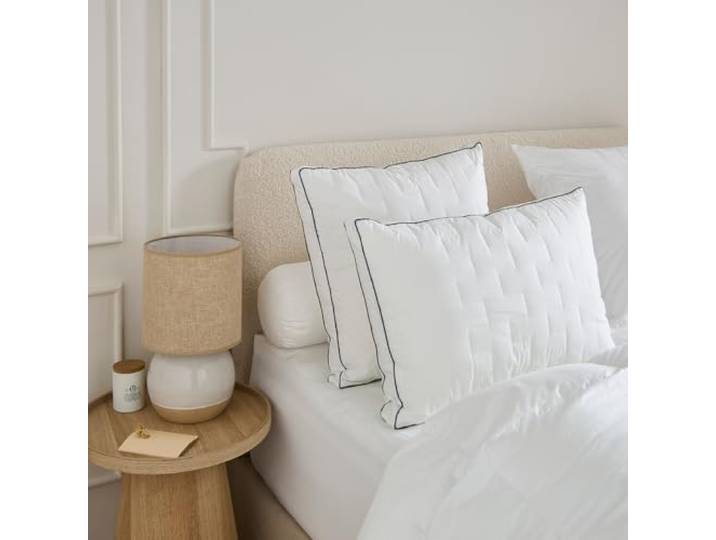 DROUAULT - Oreiller Seguoia 45x65 cm - Soutien Moelleux - Polyester Dormeurs sur le Ventre ou le Dos - Enveloppe 100% Percale de Coton - Sensation cocooning - Lavable 40°C