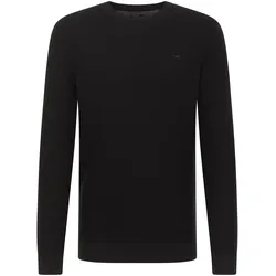 MUSTANG Herren Strickpullover - Elliot, Flat Knit, Baumwolle, Rundhals, einfarbig Schwarz / 3XL