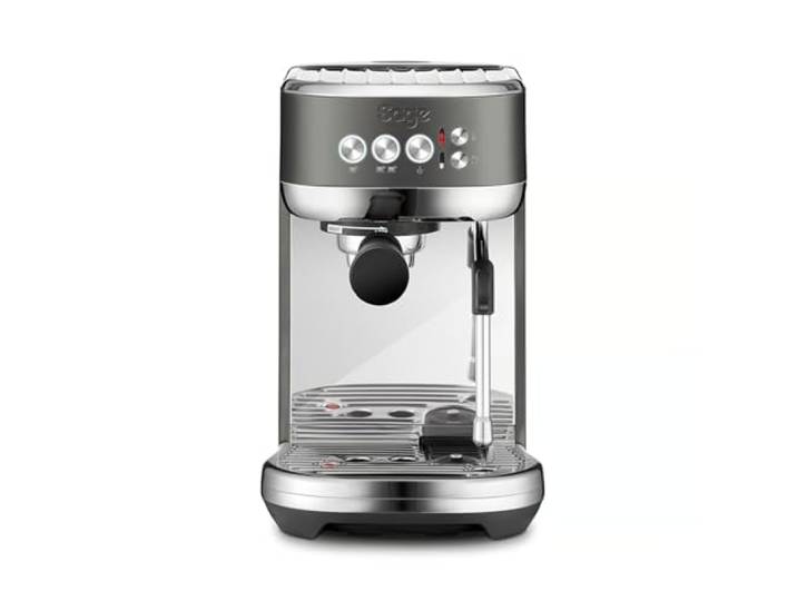 Sage The Bambino Plus, Kompakte Kaffeemaschine, Schwarzer Edelstahl Kompakte Kaffeemaschine mit automatischem Milchaufschäumer, 9 Bar, 1,9 l Wassertank, Siebträgermaschine