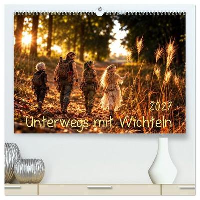 Unterwegs mit Wichteln (hochwertiger Premium Wandkalender 2027 DIN A2 quer), Kunstdruck in Hochglanz