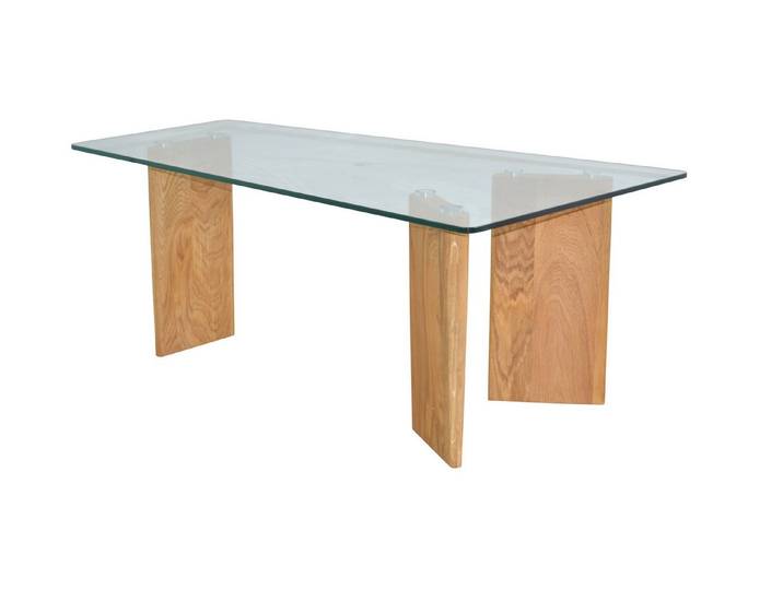 moebel-direkt-online Couchtisch aus Massivholz Eiche, mit großer Sicherheit-Klarglasplatte 100x60 cm, Glasplatte ca. 0,8 cm stark