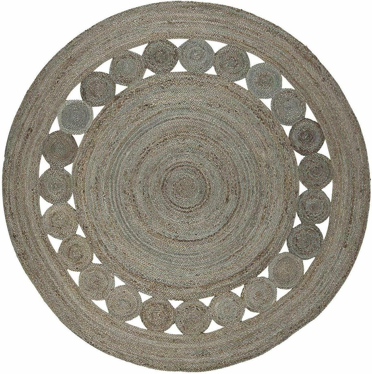 Rond Jute Vloerkleed - Grijs - Handgeweven